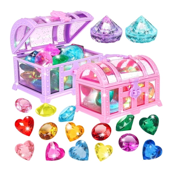 Water To-ys Inflatable Pool To-ys with Beach Essentials for Pool Wave Diving Game Treasure Chest Sinking Acrylic Gems Marine Pirate Adventure Kits，A 1