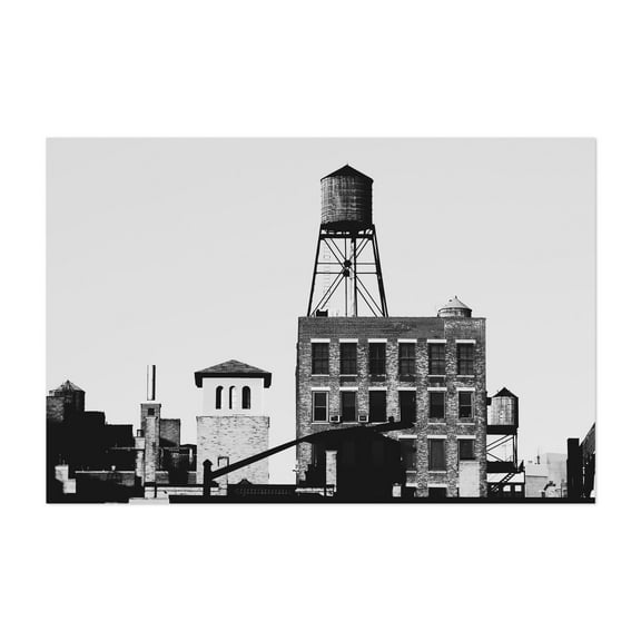 Water Towers (Black and White) - Manhattan New York Photography Black and White City Architecture Street Photography Vintage Minimalist Unframed Wall Art Print 4 x 6 inches