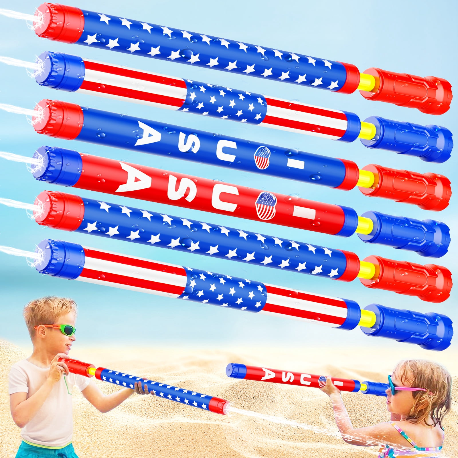 Water Toys - 2026 New  Water Soaker Toy Squirt Water Soaker, Outdoor Water Spray Sprinkler, Swimming Beach Garden Game Toys for Boys and Girls (6 PCS)