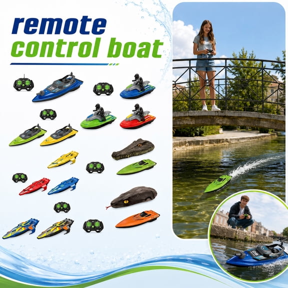 Water Toys, Remote Pool Toys, Rc Boat for Pool, Water Fun for Student Outdoor, 2.4Ghz Dual Motor Waterproof Rc Speed Boat, 10X3X3 Inch 2 in 1 Crocodile Head Or Standard Racing
