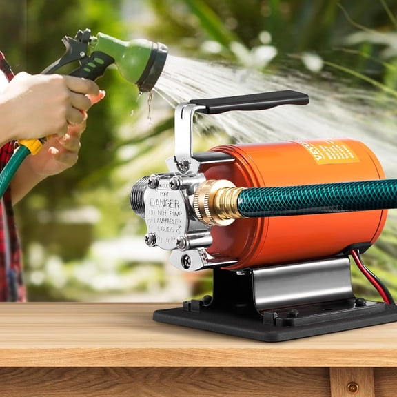 Water Transfer Pump 12V, Battery Powered Utility Pump, 360 GPH Larger Flow, 46FT High-Lift, 1/10HP Portable Electric Water Transfer Pump with Switch, 6 ft Suction Hose Kit, For Water Removal