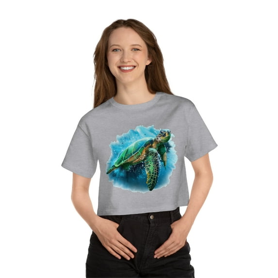 Water Turtle 1, Champion Women's Heritage Cropped T-Shirt