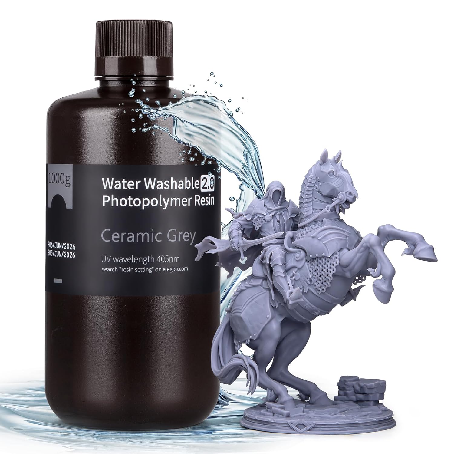 Water Washable 3D Printer Resin 2.0, Fast Curing Photopolymer Resin for ...