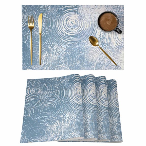 Water Wave Blue Placemats Set of 4 Abstract Art Minimalist Place Mats Indoor Wipeable Table Mats Washable Cloth Dining Table Placemats for Kitchen Holiday Party Home Decor 13x19 Inch