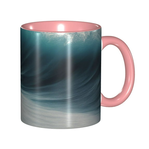 Water Wave Coffee Mug Fun Custom Ceramic Mugs 11oz Pink