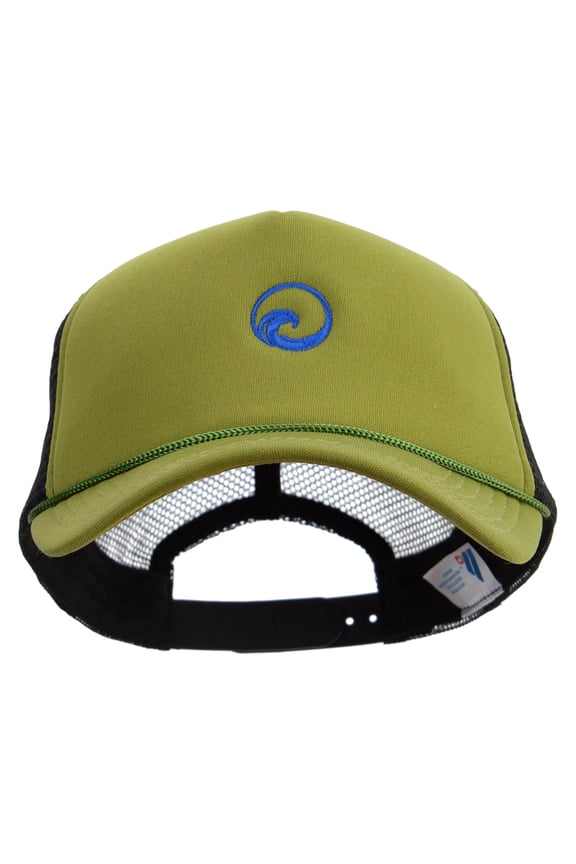 Water Wave Embroidered Summer Foam Mesh Trucker Cap - Cactus Black OSFM