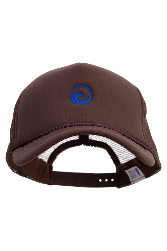 Water Wave Embroidered Summer Foam Mesh Trucker Cap - Chocolate OSFM