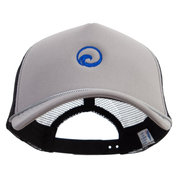 Water Wave Embroidered Summer Foam Mesh Trucker Cap - Grey Black OSFM