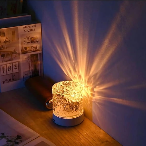 Water Wave Projector Night Light Rotating Ripple Atmosphere Lamp Romantic Light and Shadow Bedside Table Lights, Room Aesthetic Aurora Projection GiftAs Show