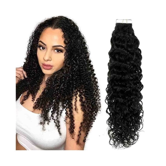Water Wave Tape In Hair Extensions 20 Pcs Double Side Adhesive Seamless Tape In Human Hair Extensions Insivible Skin Weft Natural Color