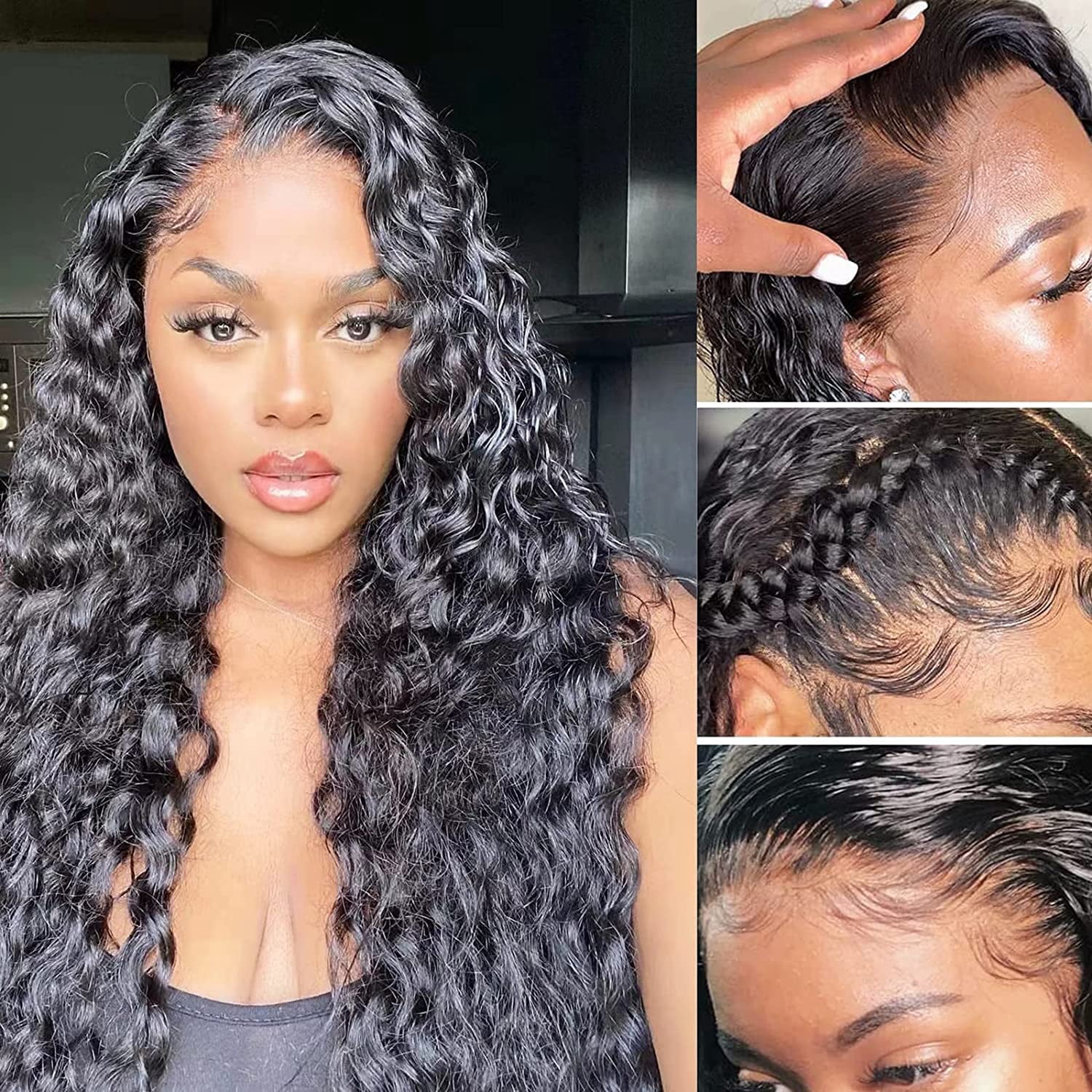 DAPRZIY Water Wave Wigs Human Hair Pre Plucked Brazilian lace front for Black Wo Comfort