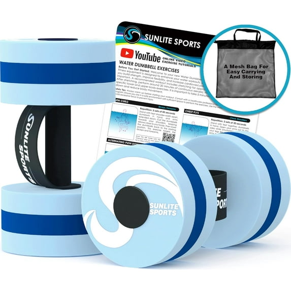 Water Weights Pool Exercise Dumbbells, Water Aerobic Equipment, High-Density EVA-Foam Dumbbell with Handle Strip, Aqua Therapy, Pool Fitness, Water Exercise