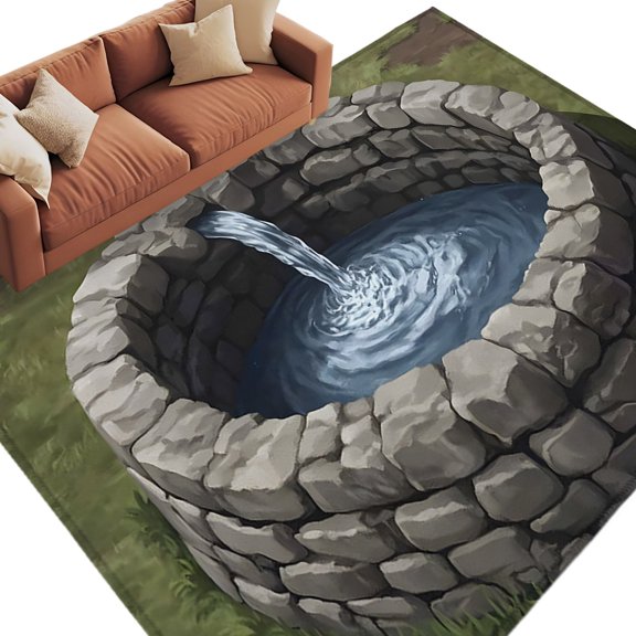Water Well Area Rug 6x9 Washable Rug Non Slip Stone Basin Spring Farmhouse Stone Craft Large Area Rug Soft Stainresistant Indoor Floor Carpet for Living Room Bedroom Home Office Dining Room Nursery