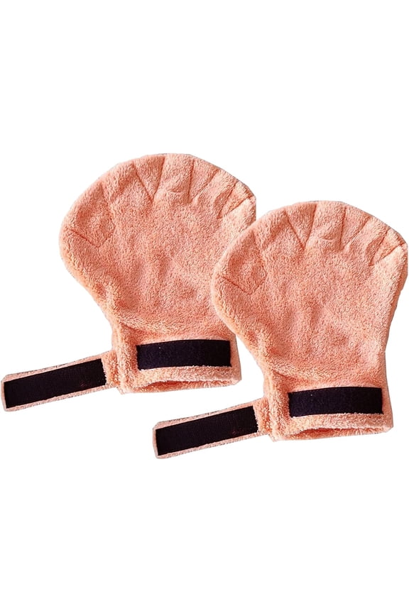 Water-absorbing animal handling gloves for hedgehogs, hamsters, squirrels, kittens, chicks, grooming, sleeping, pet warmth, scratch protection and bath products (2 pieces - orang)