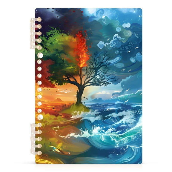 Water and Fire Landscape Spiral Journal Notebook College Ruled Notebook 8.3" x 5.7" A5 Lined Thick Paper Page