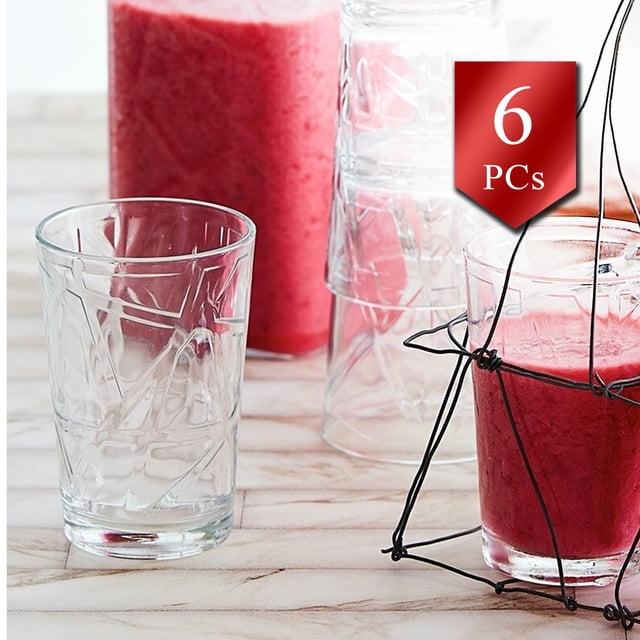 LAV 7oz Water/Juice Drinking Glasses Set of 6, High-Quality Kitchen ...