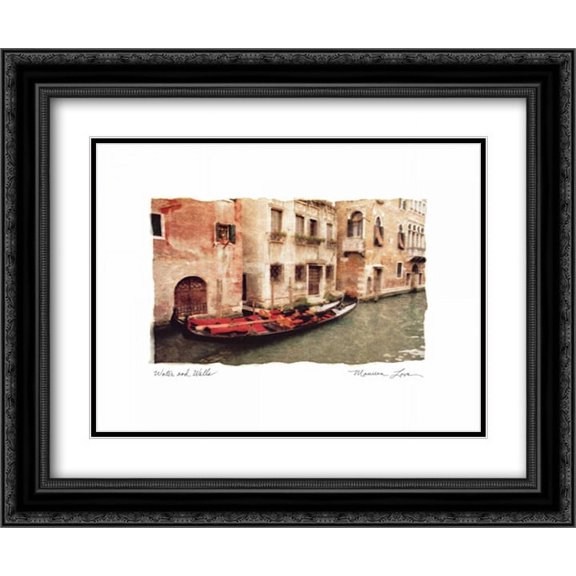 Water and Walls 2x Matted 24x20 Black Ornate Framed Art Print by Love, Maureen