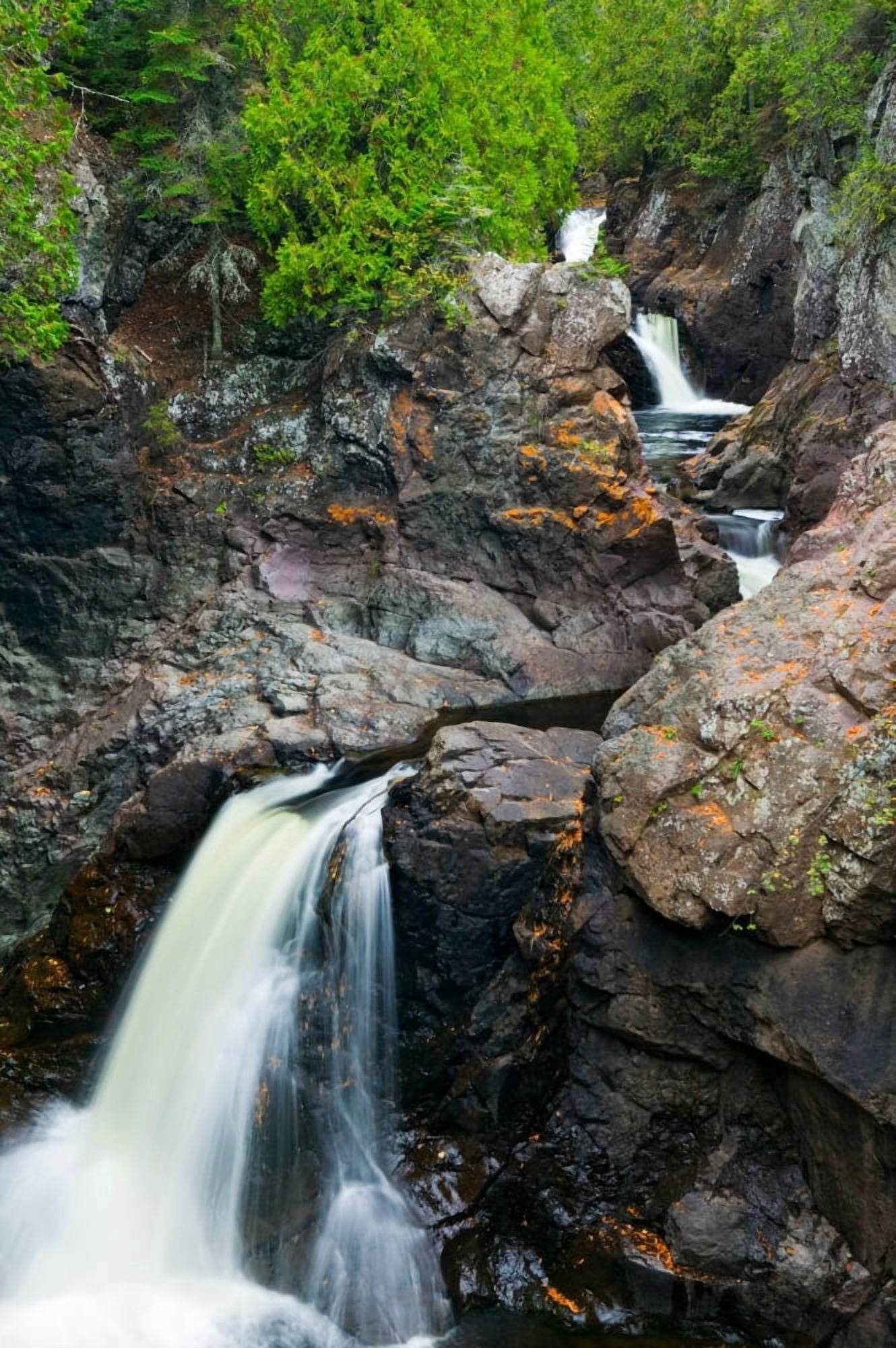 Water cascading over rocks Cascade River State Park Minnesota USA Canvas Art - Panoramic Images (27 x 9)