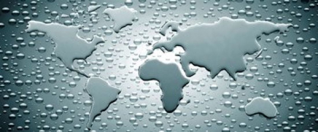 Water drops forming continents Canvas Art - Panoramic Images (15 x 6)