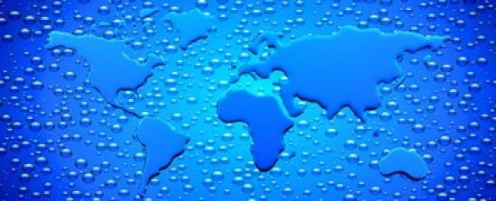 Water drops forming continents Canvas Art - Panoramic Images (30 x 12)