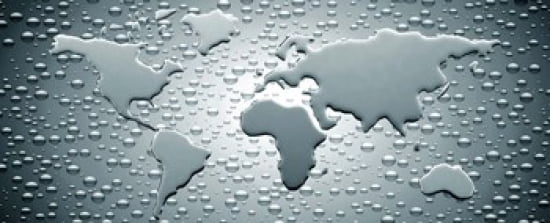 Water drops forming continents Canvas Art - Panoramic Images (30 x 12)