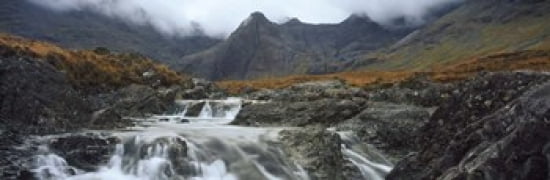 Water falling from rocks Sgurr a Mhaim Glen Brittle Isle of Skye Scotland Canvas Art - Panoramic Images (36 x 12)
