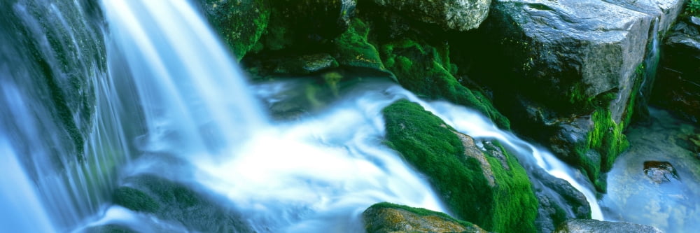Water falling from rocks South Fork Cascade Canyon Trail Grand Teton National Park Wyoming USA Canvas Art - Panoramic Images (6 x 18)