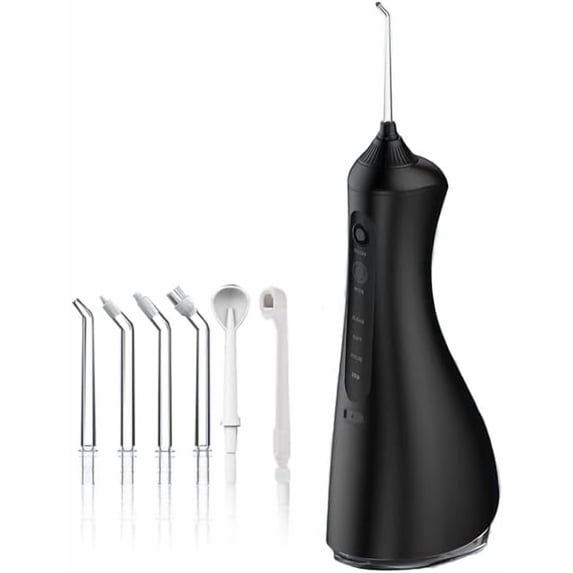 Water flosser, cordless water flosser, 320ml portable oral irrigator, 3 modes and 6 tips, IPX7 waterproof, 60-160 rechargeable floss pick, suitable for home and travel use