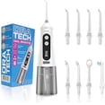 thumbnail image 1 of Water flosser irrigator, portable wireless charging oral irrigator, 350ml water tank, 7 waterproof, travel chargeable electric tooth floss cleaner teeth (white), 1 of 4