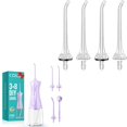 thumbnail image 1 of Water flosser picks, teeth: 4 modes cordless portable dental floss cleaning, purple 30(5360)&4 water flosser picks replacement heads nozzles, 1 of 4
