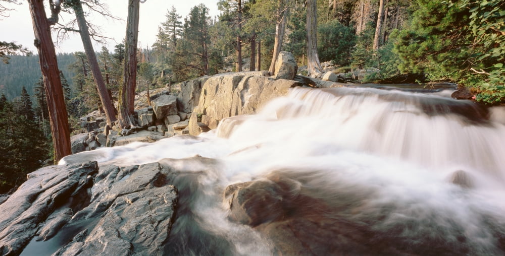 Water flowing at a waterfall Emerald Bay Lake Tahoe California USA Canvas Art - Panoramic Images (12 x 36)