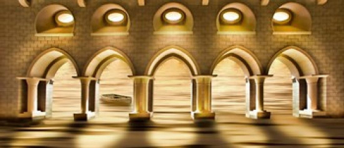Water flowing through viaduct Canvas Art - Panoramic Images (30 x 13)