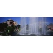 Water fountain with a rainbow in front of museum, Hagia Sophia, Istanbul, Turkey Poster Print (18 x 7)