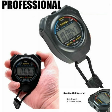 Water resistant Electronic LCD Timer Digital Sport Stopwatch Date Time Alarm Clock Counter Chronograph Include Neck Strap