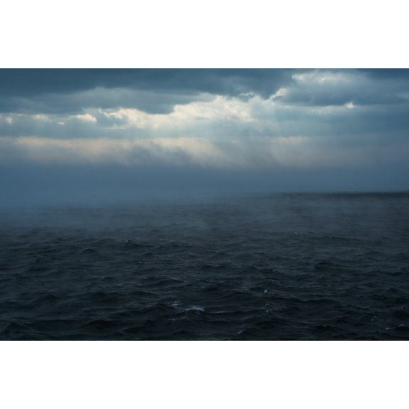 Water sky and clouds on the St Lawrence river Tadoussac Quebec Canada Canvas Art - Jacques Laurent Design Pics (19 x 12)