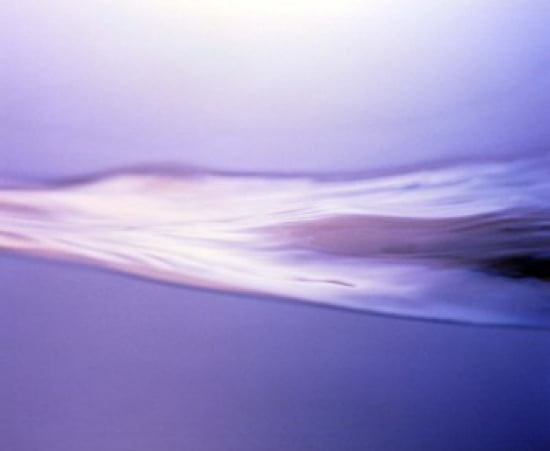 Water streams horizontally across purple background Canvas Art - Panoramic Images (24 x 20)