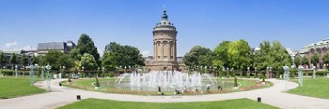 Water tower in a park Wasserturm Mannheim Baden-Wurttemberg Germany Canvas Art - Panoramic Images (18 x 6)