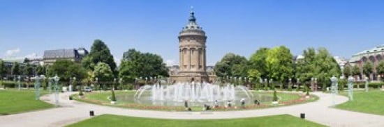Water tower in a park Wasserturm Mannheim Baden-Wurttemberg Germany Canvas Art - Panoramic Images (36 x 12)