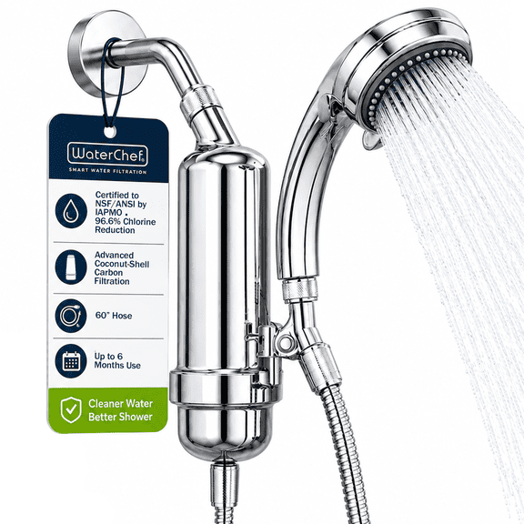 WaterChef Platinum Shower Filter SF-7C with Handheld Wand, 96.6% Chlorine Reduction, 10,000 Gallons (Chrome)