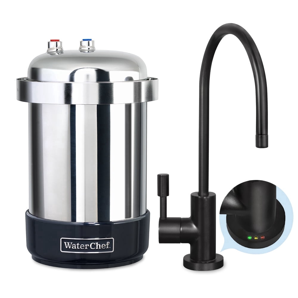 WaterChef U9000 Premium Under-Sink Water Filtration System with Intelligent Monitor (Matte Black Faucet), Certified, 78 Contaminants, 1,000 Gal.