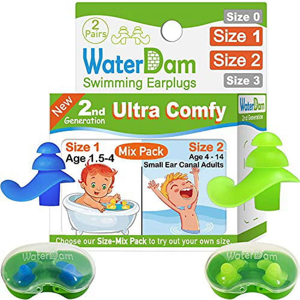 WaterDam Swimming Ear Plugs for Toddlers Kids Children Teens and Adult
