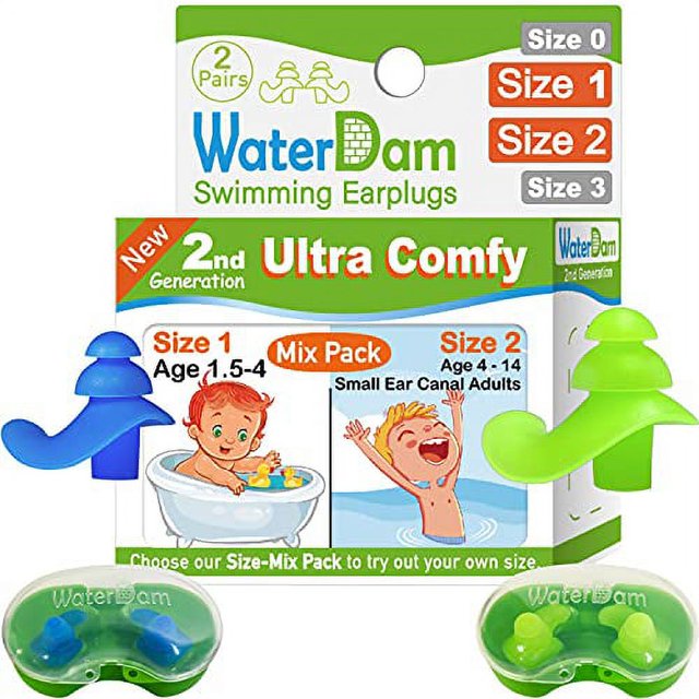 WaterDam Swimming Ear Plugs for Toddlers Kids Children Teens and Adult