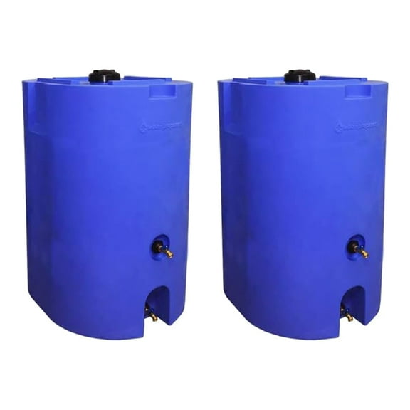 WaterPrepared 160 Gal Stackable Design Utility Water Tank with Cap (2 Pack)
