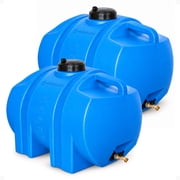 WaterPrepared 35 Gallon Utility Water Tank with Large Cap, Blue 2 Pack