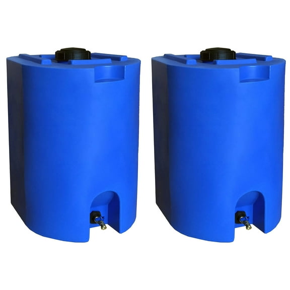 WaterPrepared 55 Gal Stackable Design Utility Water Tank, Blue (2 Pack)
