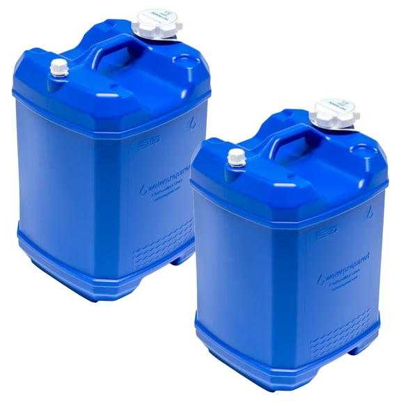WaterPrepared ReadyJug 7 Gal Stackable Water Storage Container with Spigot, Blue, 2 Pack