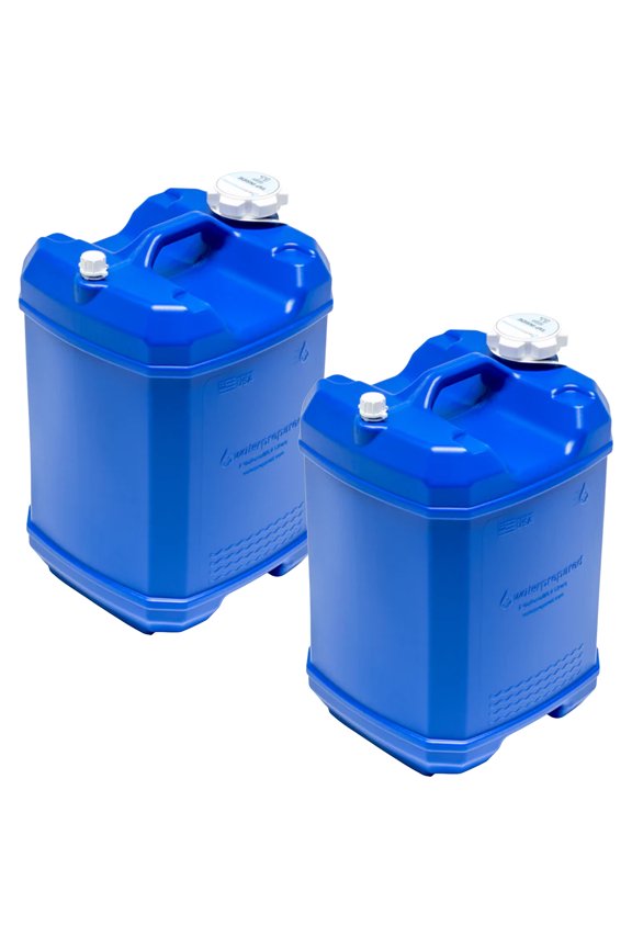ReadyJug 7 Gal Stackable Water Storage Container with Spigot, Blue, 2 Pack