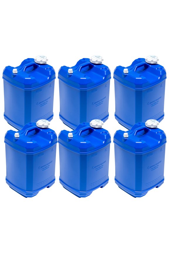 ReadyJug 7 Gal Stackable Water Storage Container with Spigot, Blue, 6 Pack