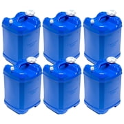 WaterPrepared ReadyJug 7 Gal Stackable Water Storage Container with Spigot, Blue, 6 Pack