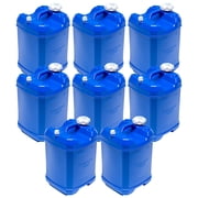 WaterPrepared ReadyJug 7 Gal Stackable Water Storage Container with Spigot, Blue, 8 Pack